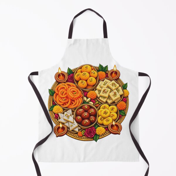 Item preview, Diwali Mithai Platter – Retro Festive Indian Sweets Badge Design designed and sold by Globalcitytees.
