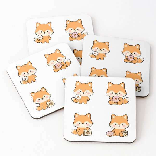 Item preview, Orange Fox With Donuts And Coffee – Cute Kawaii Cartoon designed and sold by Moffyuniverse.