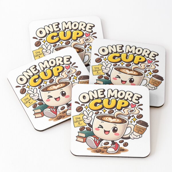 Item preview, One More Cup Coffee Sticker – Cute Kawaii Coffee Lover Caffeine Design designed and sold by Genzfirevibes.