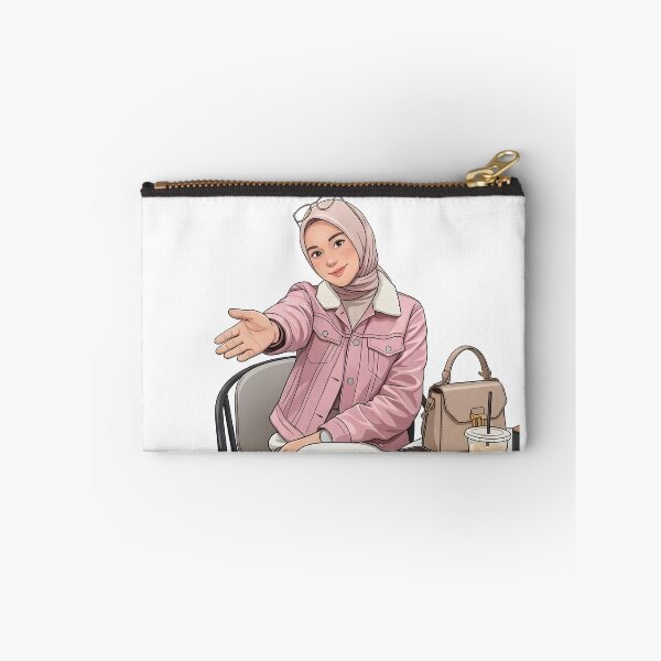 Item preview, Pink Hijab Girl Enjoying Coffee in a Cozy place human art illustration designed and sold by sabartgunpla.