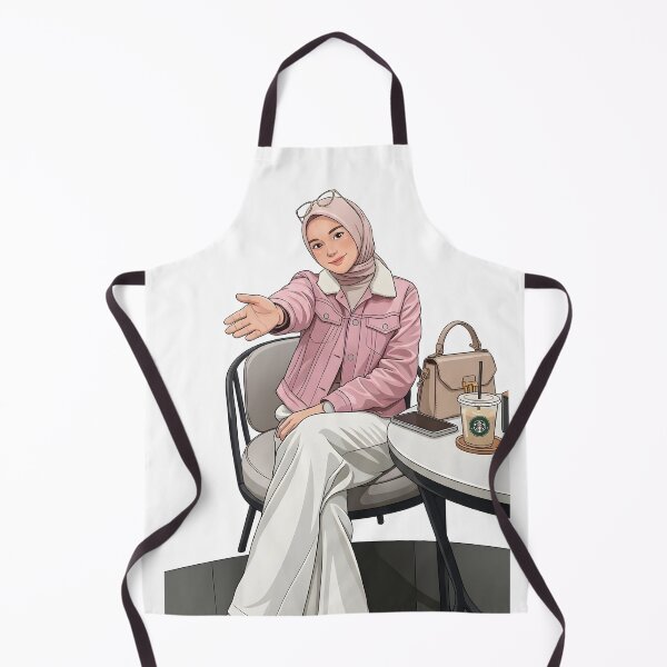 Item preview, Pink Hijab Girl Enjoying Coffee in a Cozy place human art illustration designed and sold by sabartgunpla.