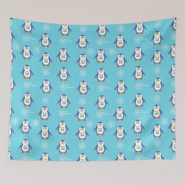 Item preview, Cute Robot Penguin Snowflakes Seamless Pattern designed and sold by ElenMart.
