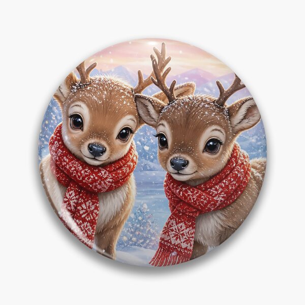 Item preview, Two Cute Baby Reindeer in a Snowy Winter Woodland designed and sold by acceleratorhams.