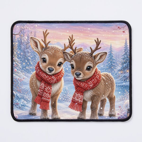 Item preview, Two Cute Baby Reindeer in a Snowy Winter Woodland designed and sold by acceleratorhams.