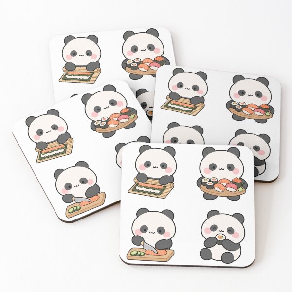 Item preview, Panda Eating Sushi – Cute Kawaii Cartoon designed and sold by Moffyuniverse.