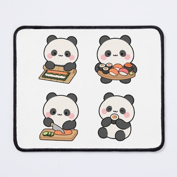 Item preview, Panda Eating Sushi – Cute Kawaii Cartoon designed and sold by Moffyuniverse.