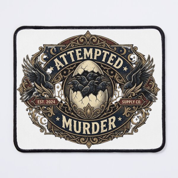 Item preview, Attempted Murder Funny Crow Pun Vintage Raven Artwork designed and sold by lovepower.