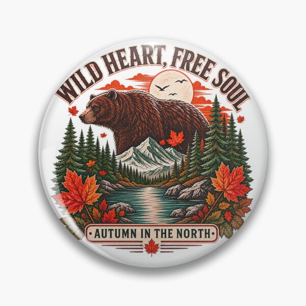 Item preview, Wild Heart Free Soul Grizzly Bear Vector T-Shirt Design - Autumn North Wilderness Mountain Graphic designed and sold by Rabu10.