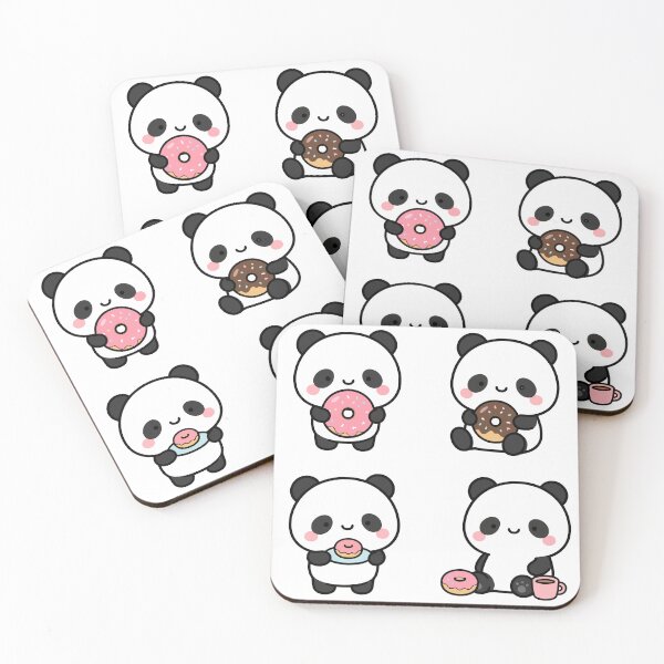 Item preview, Panda With Donuts And Coffee – Cute Kawaii Cartoon designed and sold by Moffyuniverse.