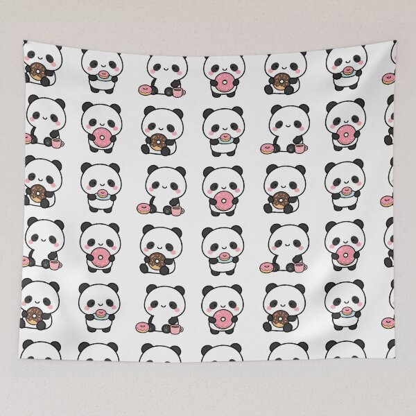Item preview, Panda With Donuts And Coffee – Cute Kawaii Cartoon designed and sold by Moffyuniverse.