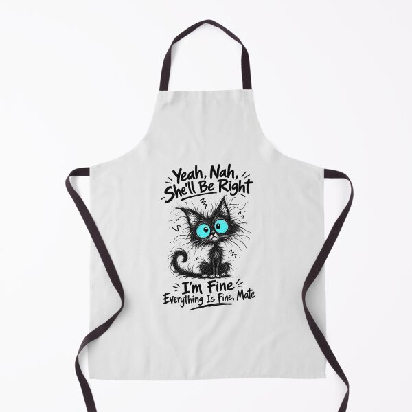 Item preview, Yeah Nah She'll Be Right Mate Funny Anxious Black Cat Australian Slang Sarcastic Meme Tee designed and sold by Yellowriversss.