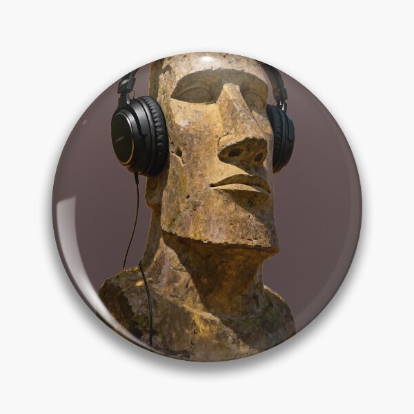 Item preview, Chill Moai Head with Headphones Art | Easter Island Lo-Fi Music Statue  designed and sold by Creatby7030.