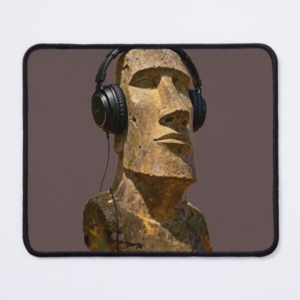 Item preview, Chill Moai Head with Headphones Art | Easter Island Lo-Fi Music Statue  designed and sold by Creatby7030.