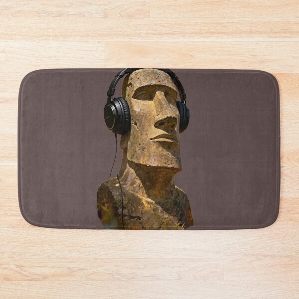 Item preview, Chill Moai Head with Headphones Art | Easter Island Lo-Fi Music Statue  designed and sold by Creatby7030.