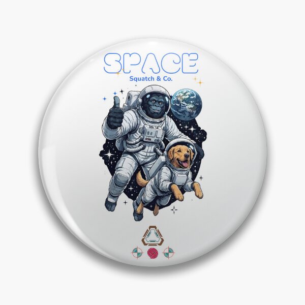 Item preview, Bigfoot and Golden Retriever Astronauts Floating in Deep Space Funny Sci-Fi Graphic designed and sold by Whimsy Trail Co.
