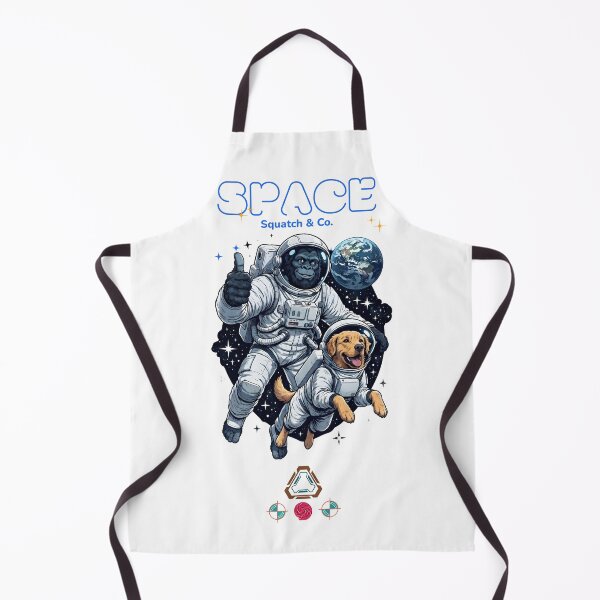 Item preview, Bigfoot and Golden Retriever Astronauts Floating in Deep Space Funny Sci-Fi Graphic designed and sold by Whimsy Trail Co.