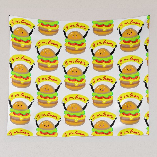 Item preview, Food Humor Burger Cute Kawaii Cheeseburger Cartoon Art designed and sold by Ladicreatis.