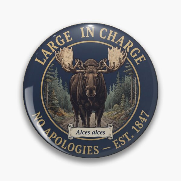 Item preview, Large in Charge No Apologies Moose Club Humor Badge designed and sold by CalmCapy Co.