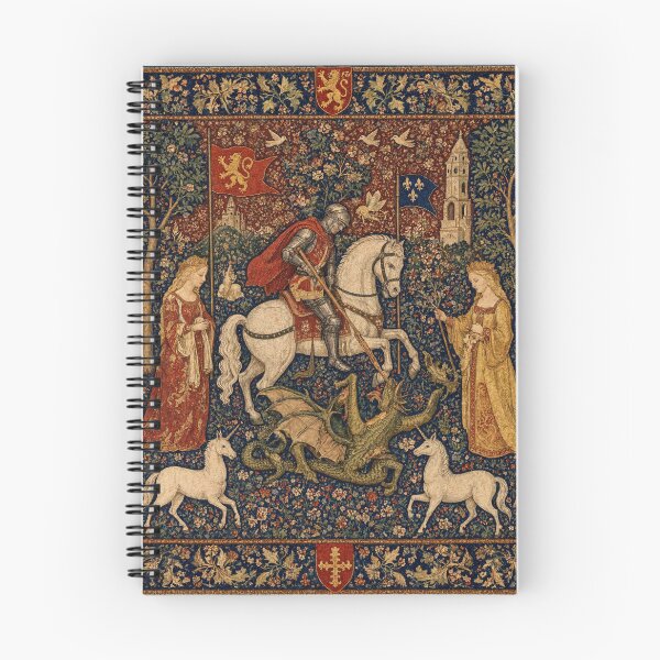 Item preview, Medieval tapestry art featuring knights, dragons, fair maidens and unicorns designed and sold by Vintage Designs +.