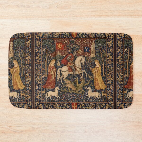 Item preview, Medieval tapestry art featuring knights, dragons, fair maidens and unicorns designed and sold by Vintage Designs +.