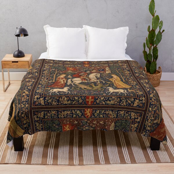 Item preview, Medieval tapestry art featuring knights, dragons, fair maidens and unicorns designed and sold by Vintage Designs +.