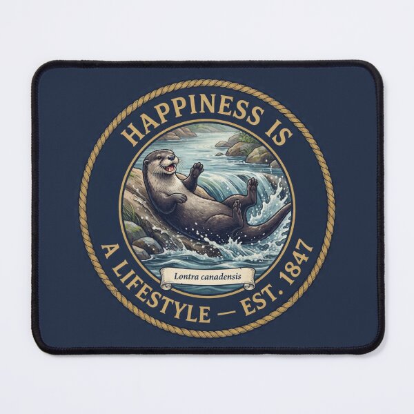 Item preview, Happiness Is a Lifestyle River Otter Humor Badge designed and sold by CalmCapy Co.