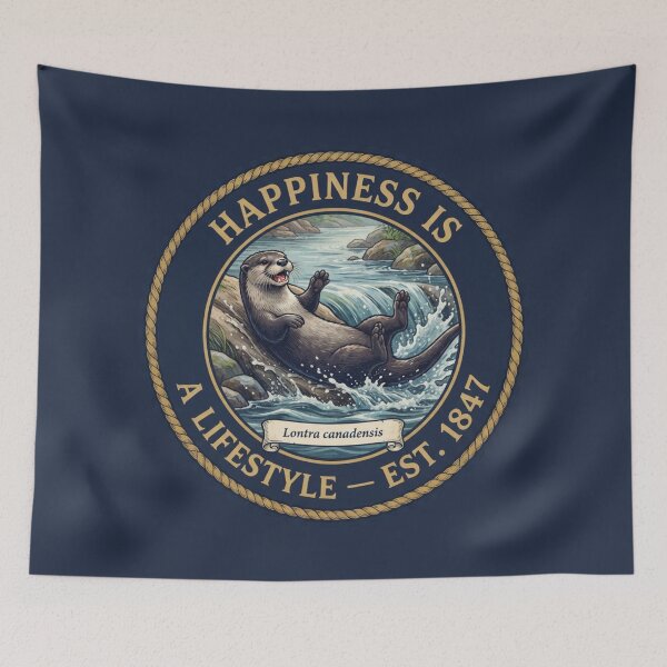 Item preview, Happiness Is a Lifestyle River Otter Humor Badge designed and sold by CalmCapy Co.