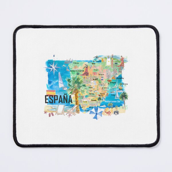 Item preview, Spain Illustrated Country Travel Map With Main Roads And Highlights designed and sold by karmyn-clawso.