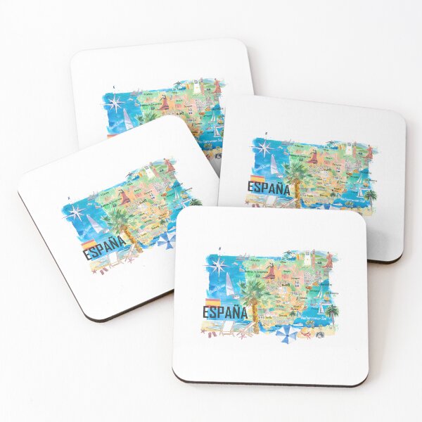 Item preview, Spain Illustrated Country Travel Map With Main Roads And Highlights designed and sold by karmyn-clawso.