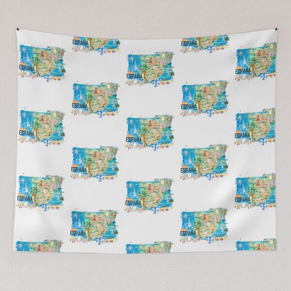 Item preview, Spain Illustrated Country Travel Map With Main Roads And Highlights designed and sold by karmyn-clawso.