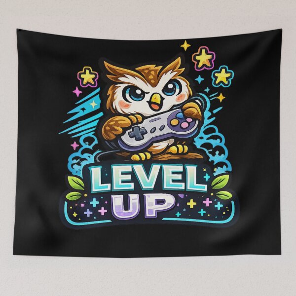 Item preview, Level Up – Gamer Owl Gaming Design designed and sold by ArtisticHeart21.
