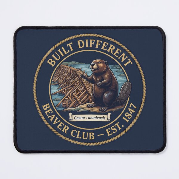 Item preview, Built Different Beaver Club North American Humor Badge designed and sold by CalmCapy Co.