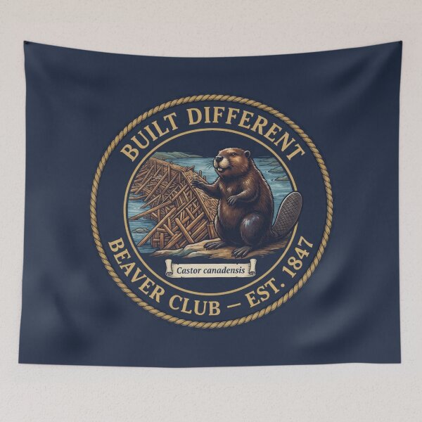 Item preview, Built Different Beaver Club North American Humor Badge designed and sold by CalmCapy Co.