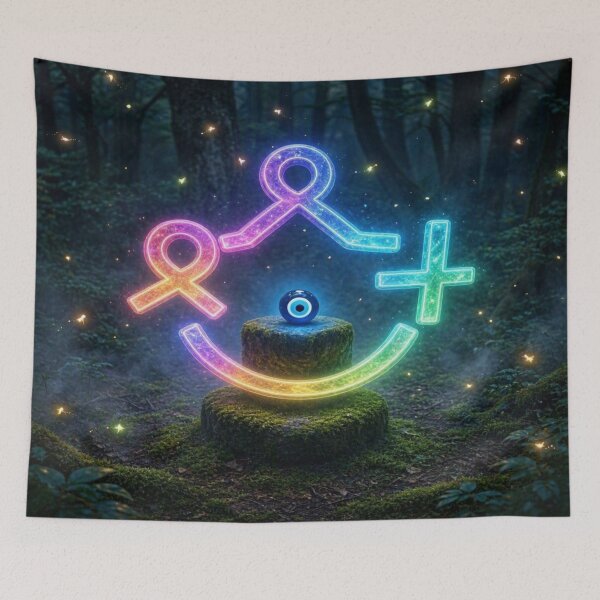 Item preview, Neon Evil Eye Protection in Mystical Forest designed and sold by Breezes-of-Ida.