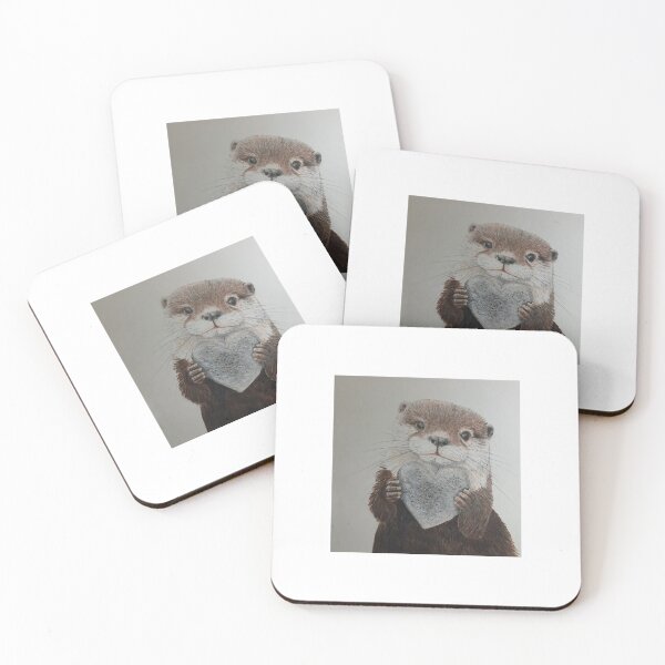 Item preview, Otter with heart pebble designed and sold by ZoNixonArt.