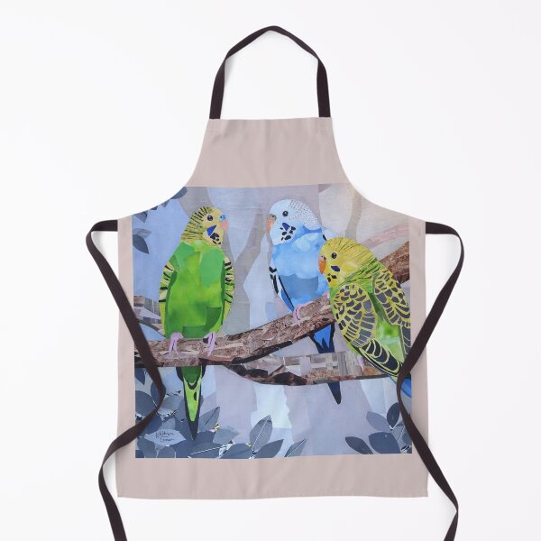 Item preview, Three colorful budgies collage designed and sold by Kathryn Green.