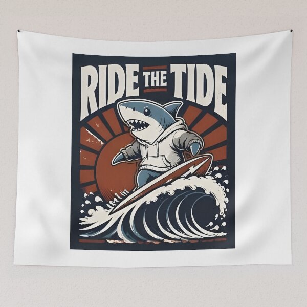 Item preview, Ride The Tide Shark Hoodie – Surfer Ocean Design designed and sold by Icareis-Studios.
