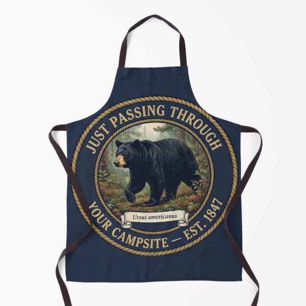 Item preview, Just Passing Through Campsite Bear Club Humor Badge designed and sold by CalmCapy Co.