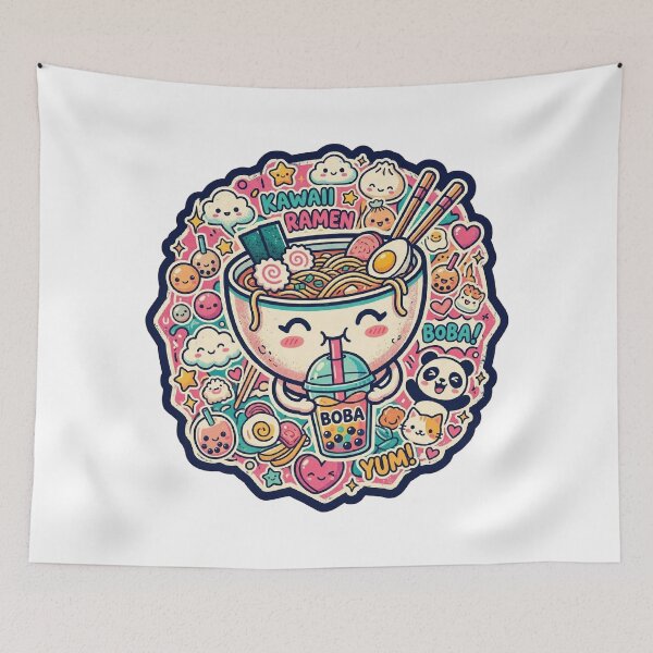 Item preview, Kawaii Ramen Bowl - Cute Boba Anime Noodle Soup designed and sold by Fort Chiswell Trading Company.