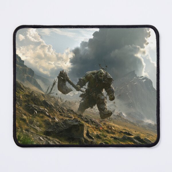 Item preview, A battle-hardened Orc charging across a rugged battlefield beneath dark storm clouds, Fantasy & Mythological Creatures designed and sold by CDC40.