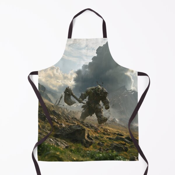 Item preview, A battle-hardened Orc charging across a rugged battlefield beneath dark storm clouds, Fantasy & Mythological Creatures designed and sold by CDC40.