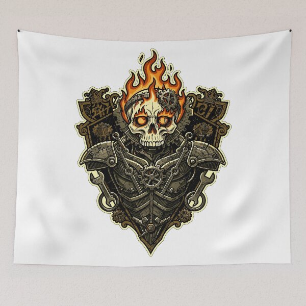 Item preview, Fiery Steampunk Skull Gear Emblem designed and sold by Romgora.