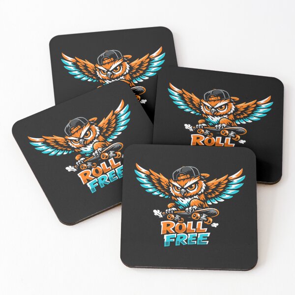 Item preview, Roll Free – Cool Skateboarding Owl Design designed and sold by ArtisticHeart21.