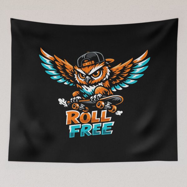 Item preview, Roll Free – Cool Skateboarding Owl Design designed and sold by ArtisticHeart21.