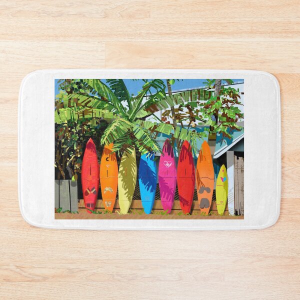 Item preview, Colorful Surfboards Lined Up Under Tropical Palm Fronds designed and sold by MerriliGueneve.