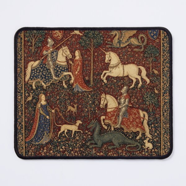 Item preview, Medieval tapestry art featuring knights, dragons, fair maidens and unicorns designed and sold by Vintage Designs +.