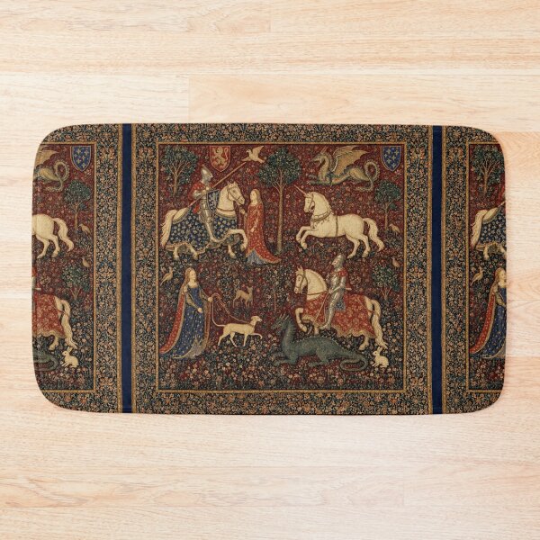 Item preview, Medieval tapestry art featuring knights, dragons, fair maidens and unicorns designed and sold by Vintage Designs +.