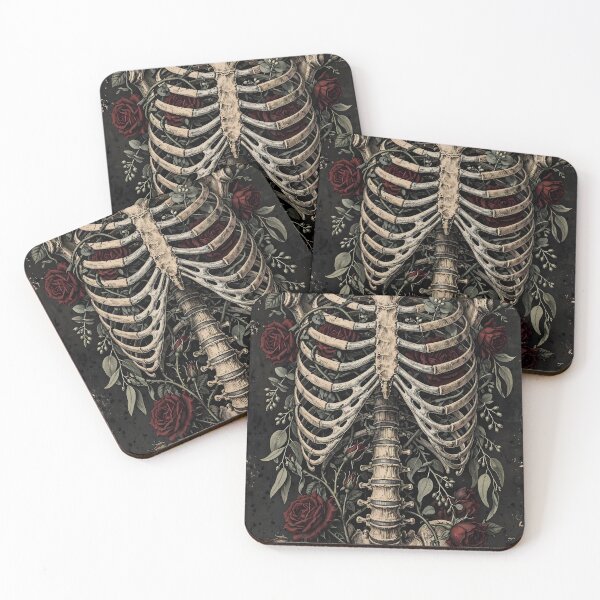 Item preview, Dark Academia Skeleton Ribcage with Red Roses Poster designed and sold by ihtashaminuk.