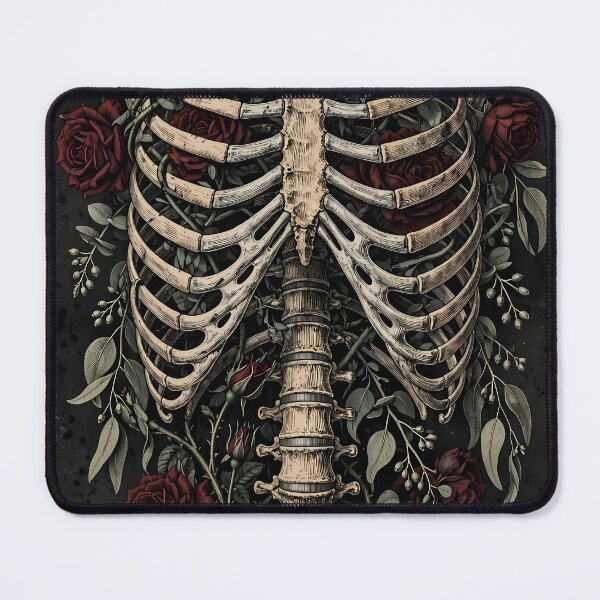Item preview, Dark Academia Skeleton Ribcage with Red Roses Poster designed and sold by ihtashaminuk.