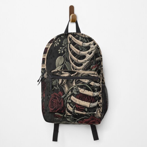 Item preview, Dark Academia Skeleton Ribcage with Red Roses Poster designed and sold by ihtashaminuk.
